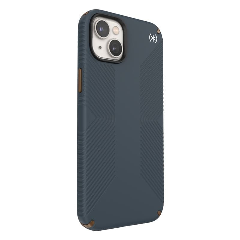 Speck Presidio2 Grip - Custodia antiscivolo per iPhone 15 Plus / 14 Plus (Carbone / Bronzo freddo / Ardesia) - 3