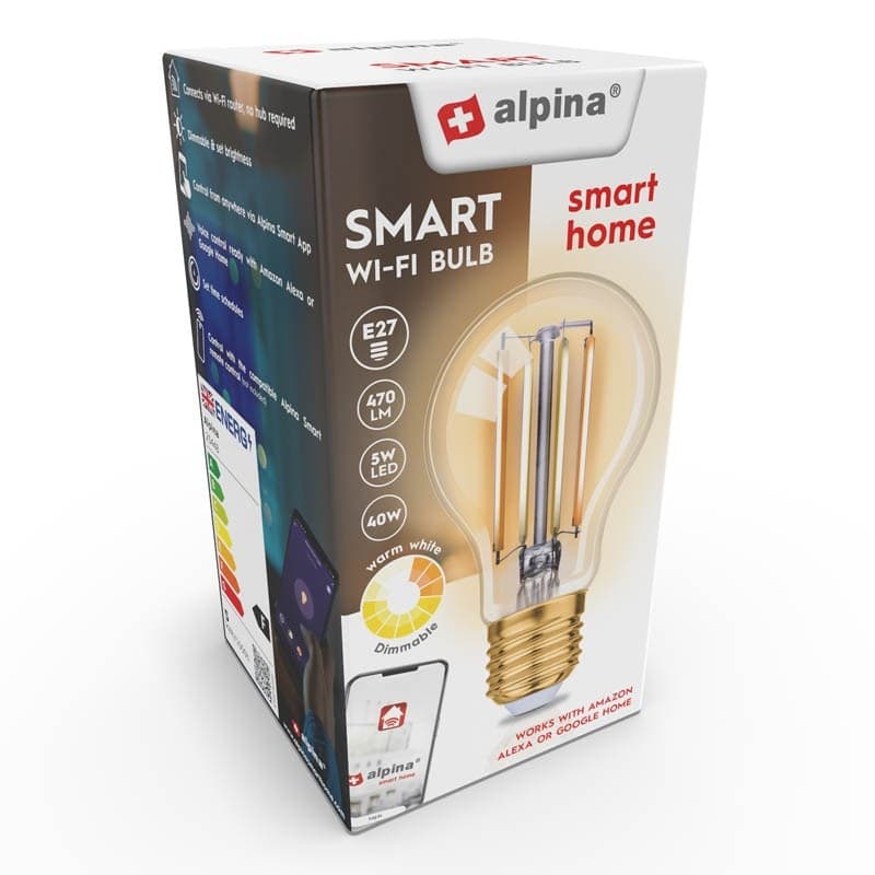 Alpina - Smart Wi-Fi bulb, E27 socket, power 4.9 W, warm white - 4
