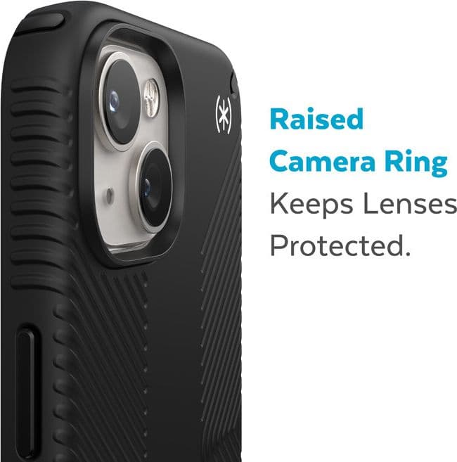 Speck Presidio2 Grip - Custodia antiscivolo per iPhone 15 Plus / 14 Plus (nero / nero / bianco) - 8