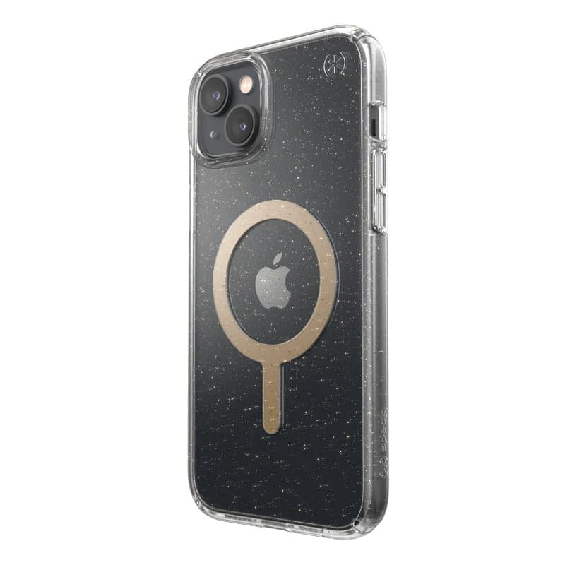 Speck Presidio Perfect-Clear con glitter + MagSafe - Custodia per iPhone 15 Plus / 14 Plus con rivestimento MICROBAN (trasparent - 13