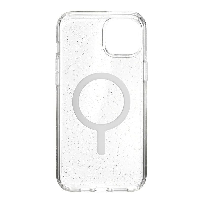 Speck Presidio Perfect-Clear con glitter + MagSafe - Custodia per iPhone 15 Plus / 14 Plus con rivestimento MICROBAN (trasparent - 20
