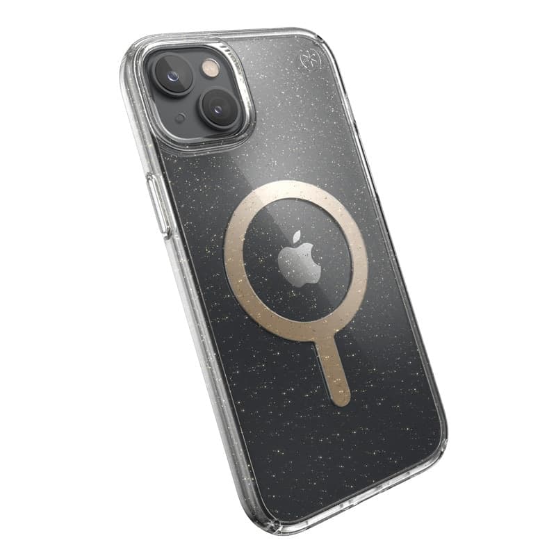 Speck Presidio Perfect-Clear con glitter + MagSafe - Custodia per iPhone 15 Plus / 14 Plus con rivestimento MICROBAN (trasparent - 9