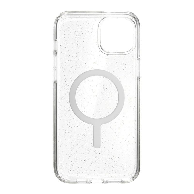Speck Presidio Perfect-Clear con glitter + MagSafe - Custodia per iPhone 15 Plus / 14 Plus con rivestimento MICROBAN (trasparent - 10