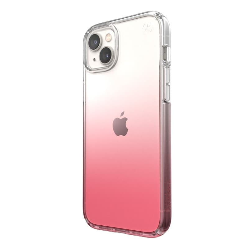 Speck Presidio Perfect-Clear + Ombre - Custodia per iPhone 15 Plus / 14 Plus con rivestimento MICROBAN (Trasparente / Rosa Vinta - 12