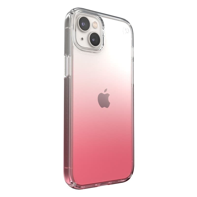 Speck Presidio Perfect-Clear + Ombre - Custodia per iPhone 15 Plus / 14 Plus con rivestimento MICROBAN (Trasparente / Rosa Vinta - 13