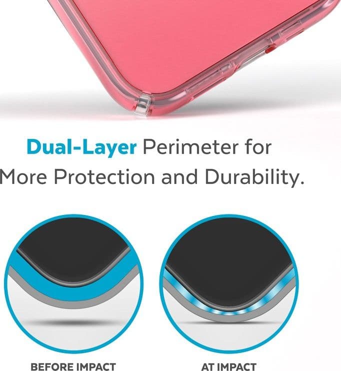 Speck Presidio Perfect-Clear + Ombre - Custodia per iPhone 15 Plus / 14 Plus con rivestimento MICROBAN (Trasparente / Rosa Vinta - 15