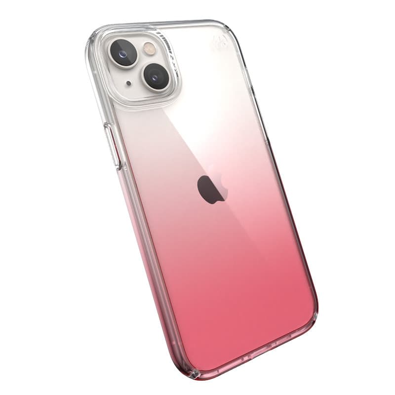 Speck Presidio Perfect-Clear + Ombre - Custodia per iPhone 15 Plus / 14 Plus con rivestimento MICROBAN (Trasparente / Rosa Vinta - 8