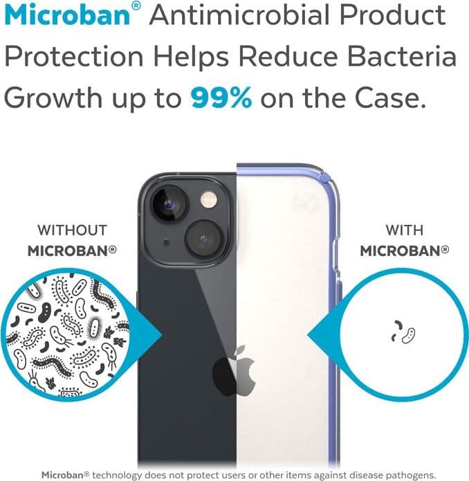 Speck Presidio Perfect-Clear con Impact Geometry - Custodia per iPhone 15 Plus / 14 Plus con rivestimento MICROBAN (trasparente - 19