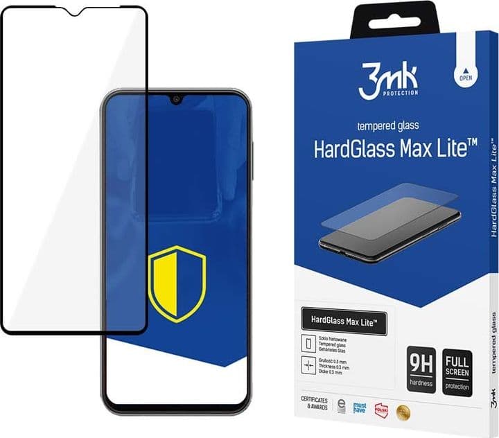 3mk HardGlass Max Lite - Tempered Glass for Samsung Galaxy A14 (Black) - 2