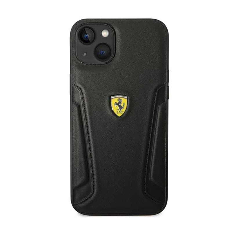 Ferrari Leather Stamp Sides - Case for iPhone 14 Plus (Black) - 11
