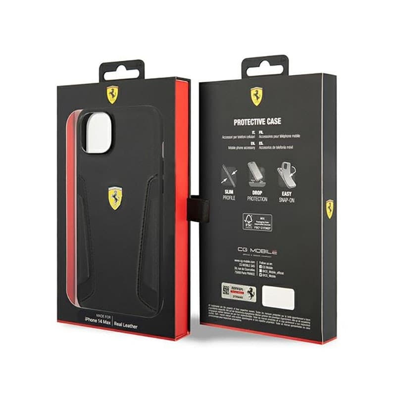 Ferrari Leather Stamp Sides - Case for iPhone 14 Plus (Black) - 16