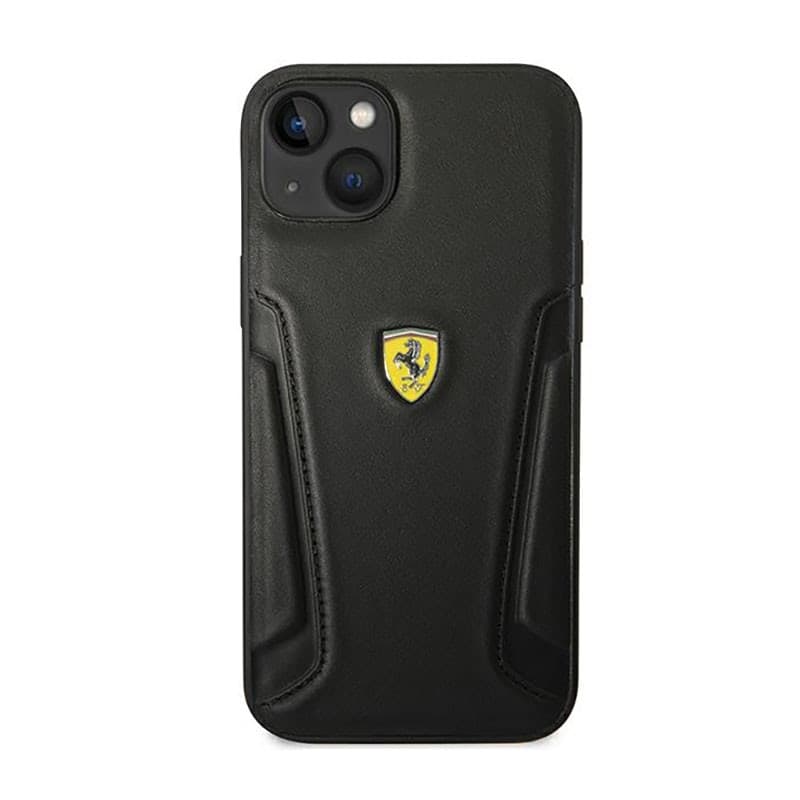 Ferrari Leather Stamp Sides - Case for iPhone 14 Plus (Black) - 3