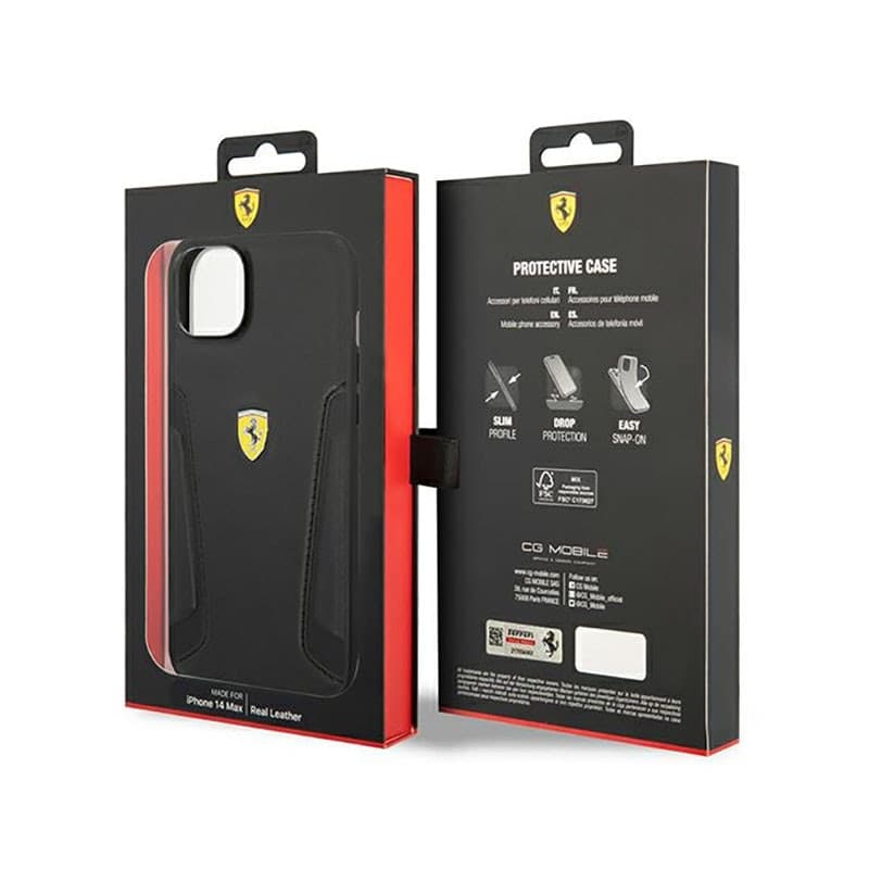 Ferrari Leather Stamp Sides - Case for iPhone 14 Plus (Black) - 8