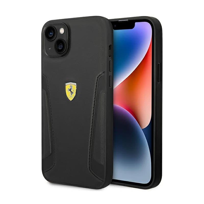 Ferrari Leather Stamp Sides - Case for iPhone 14 Plus (Black) - 9