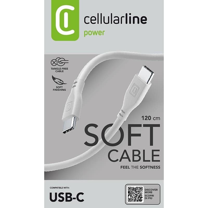 Cellularline Soft Cable - USB-C to USB-C cable 1.2 m (grey) - 10