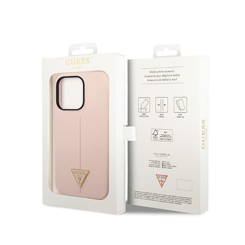 Guess Silicone Triangle Logo - Case for iPhone 14 Pro Max (Pink) - 16