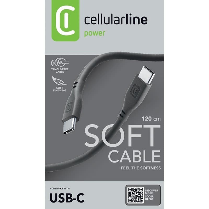 Cellularline Soft Cable - USB-C to USB-C cable 1.2 m (black) - 10