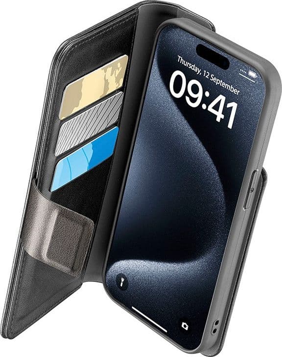 Cellularline Book Agenda - Case for iPhone 15 Pro Max with MICROBAN coating (black) - 8
