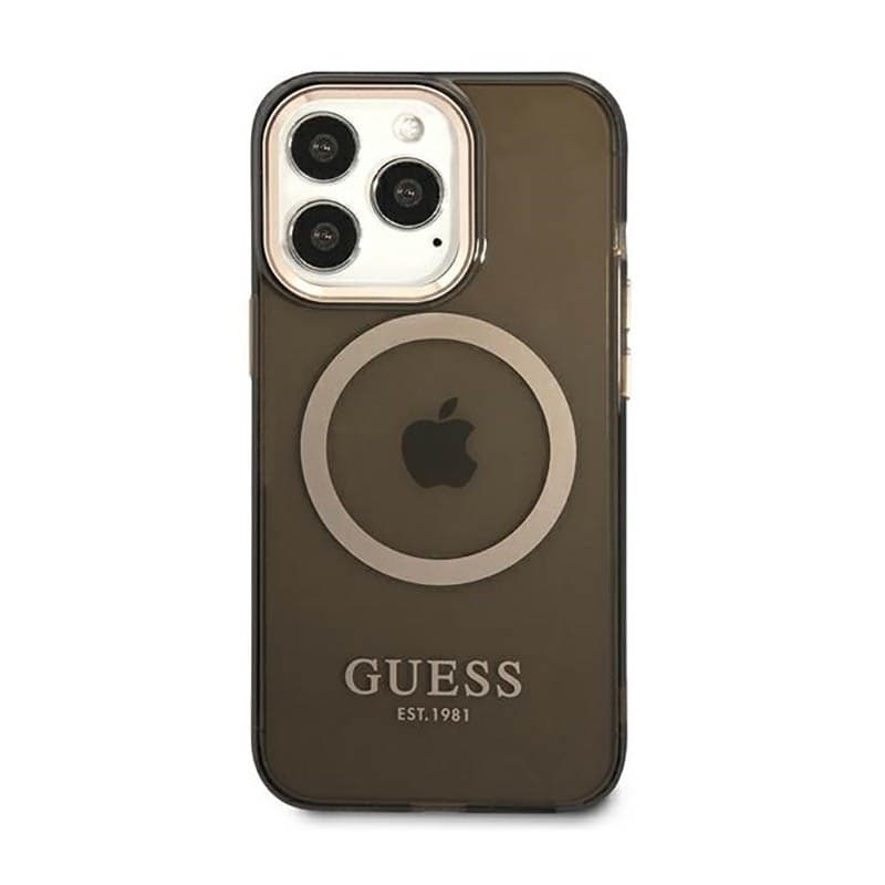 Guess Gold Outline Translucent MagSafe - Case for iPhone 13 Pro Max (Black) - 11