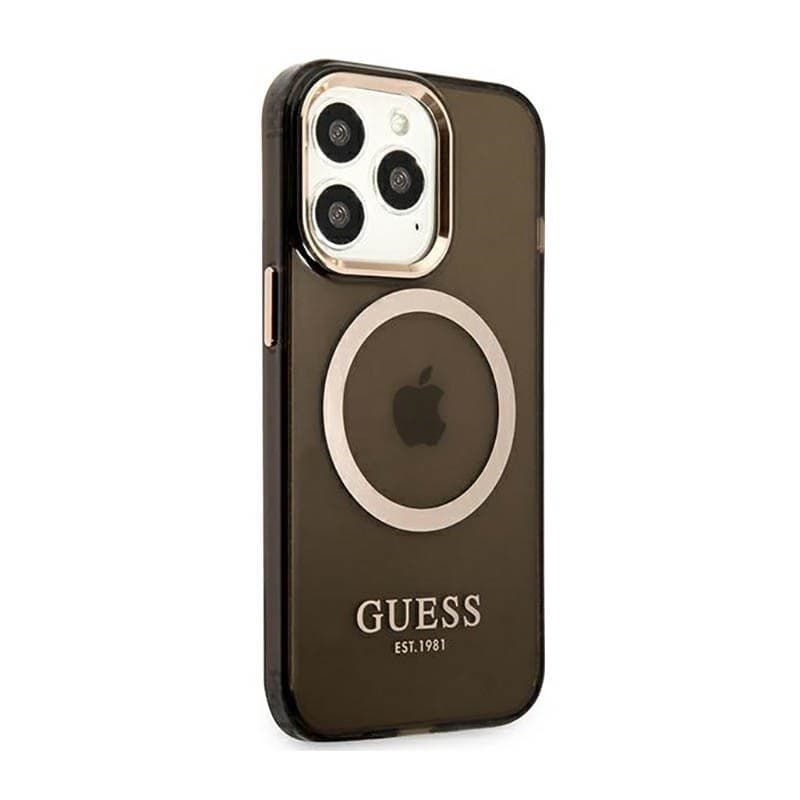 Guess Gold Outline Translucent MagSafe - Case for iPhone 13 Pro Max (Black) - 12
