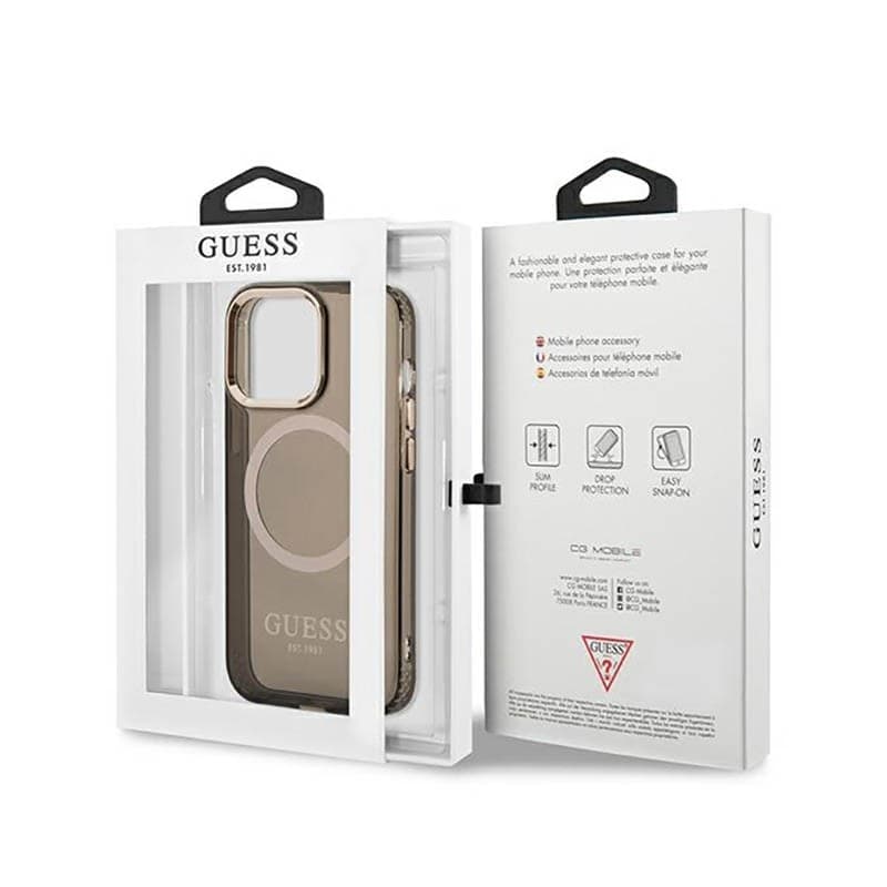 Guess Gold Outline Translucent MagSafe - Case for iPhone 13 Pro Max (Black) - 16