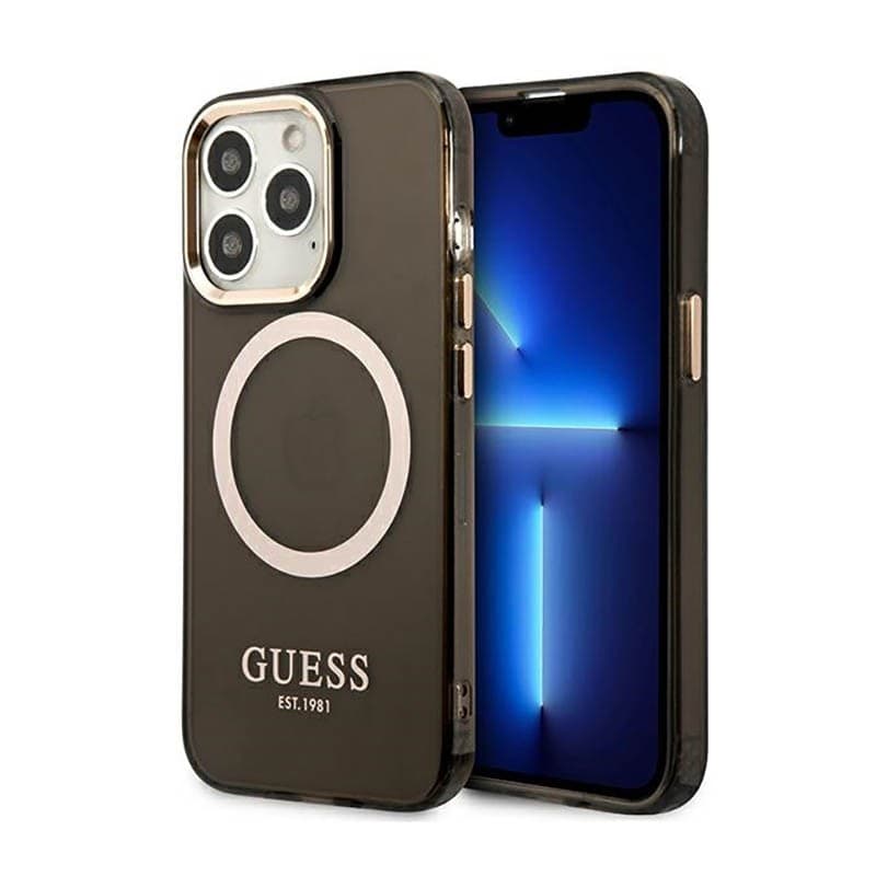 Guess Gold Outline Translucent MagSafe - Case for iPhone 13 Pro Max (Black) - 9