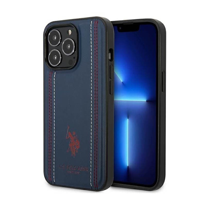 US Polo Assn Leather Stitch - Case for iPhone 14 Pro (Navy blue) - 9