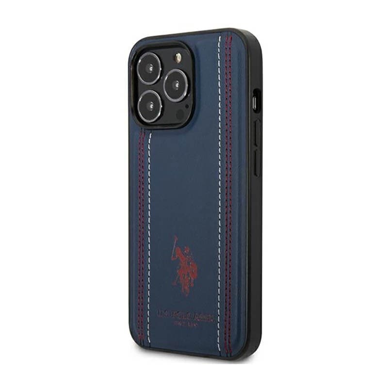 US Polo Assn Leather Stitch - Case for iPhone 14 Pro (Navy blue) - 10