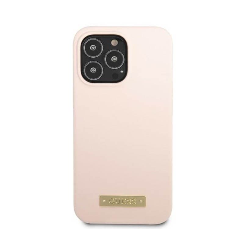 Guess Silicone Logo Plate MagSafe - Case for iPhone 13 Pro Max (Pink) - 11