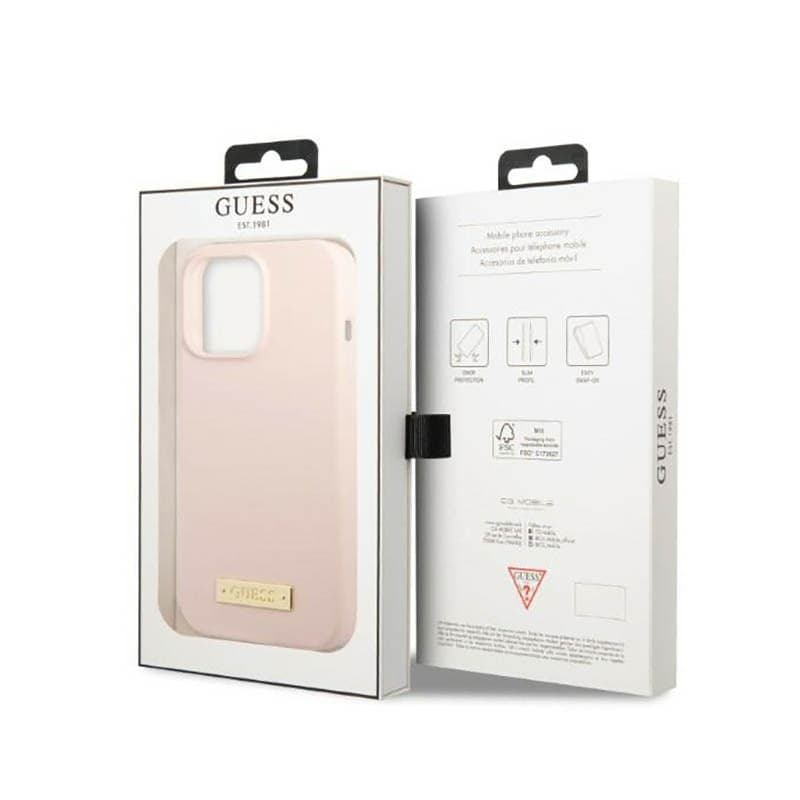 Guess Silicone Logo Plate MagSafe - Case for iPhone 13 Pro Max (Pink) - 8