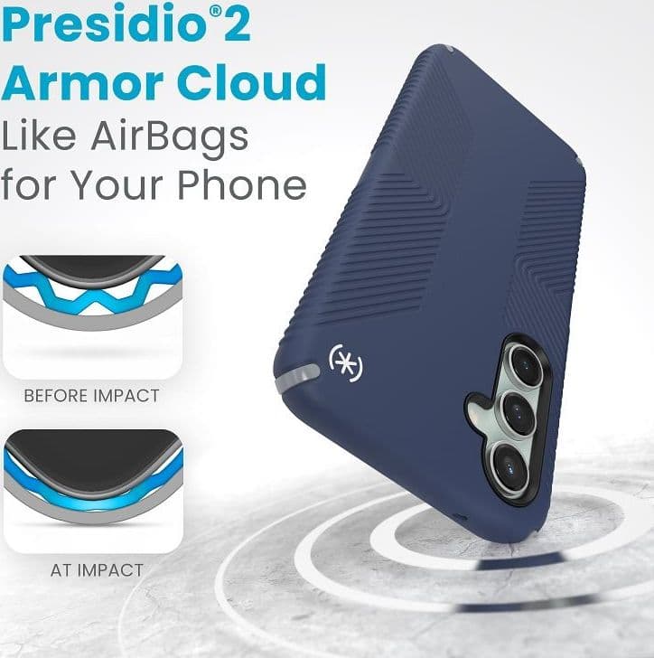 Speck Presidio2 Grip - Custodia per Samsung Galaxy S23 FE (blu costiero/nero/bianco) - 13