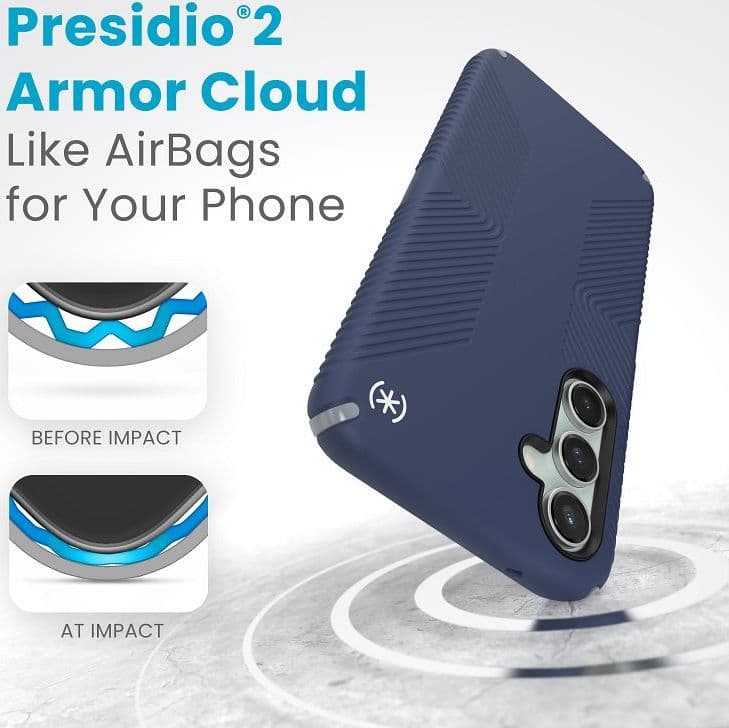 Speck Presidio2 Grip - Custodia per Samsung Galaxy S23 FE (blu costiero/nero/bianco) - 3