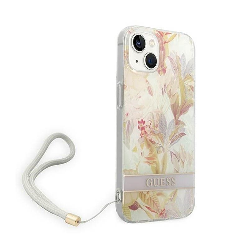 Guess Flower Cord - Case for iPhone 14 Plus (Purple) - 9