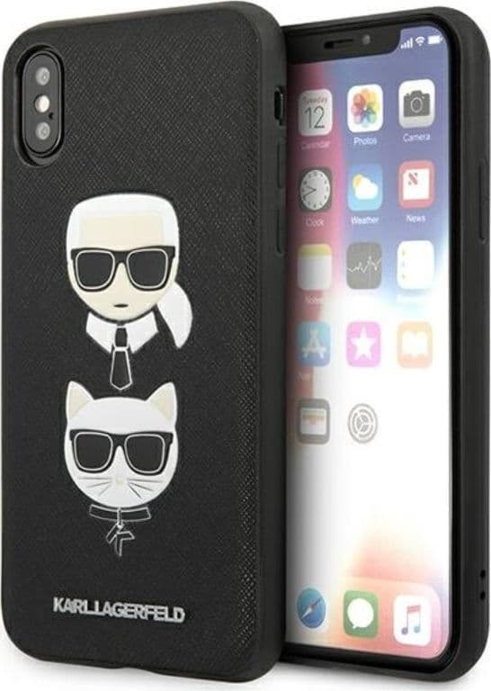 Karl Lagerfeld Saffiano Karl & Choupette Heads - Case for iPhone Xs / X (Black) - 8