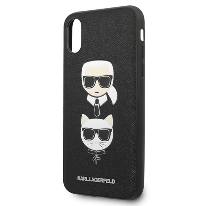 Karl Lagerfeld Saffiano Karl & Choupette Heads - Case for iPhone Xs / X (Black) - 10