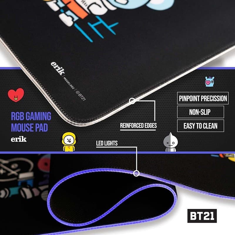 BT21 - Gaming/desk mat XXL with LED illumination (90 x 40 cm) - 12