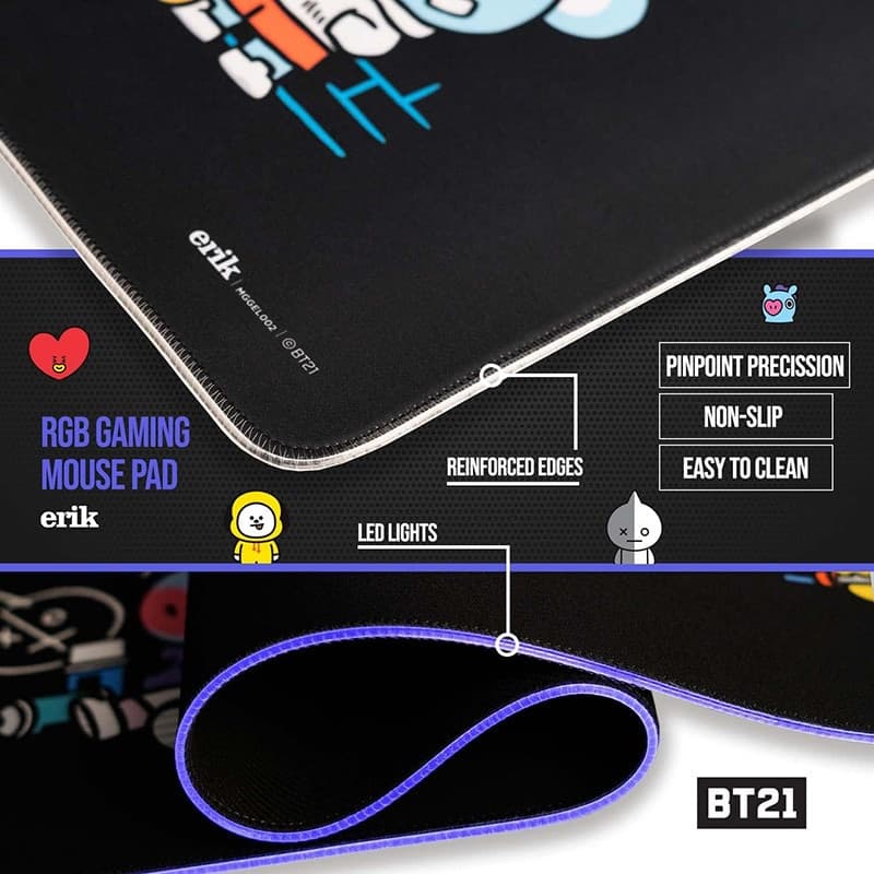 BT21 - Gaming/desk mat XXL with LED illumination (90 x 40 cm) - 5