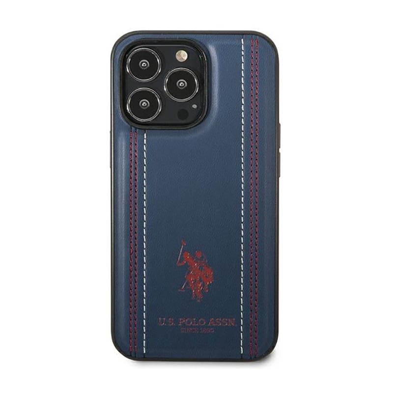 US Polo Assn Leather Stitch - Case for iPhone 14 Pro Max (Navy blue) - 11