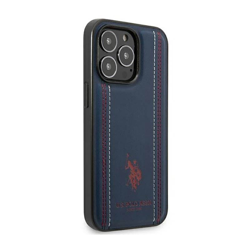 US Polo Assn Leather Stitch - Case for iPhone 14 Pro Max (Navy blue) - 12