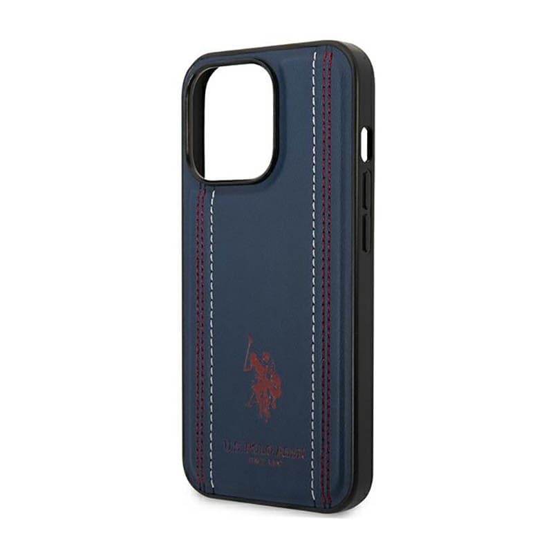 US Polo Assn Leather Stitch - Case for iPhone 14 Pro Max (Navy blue) - 14