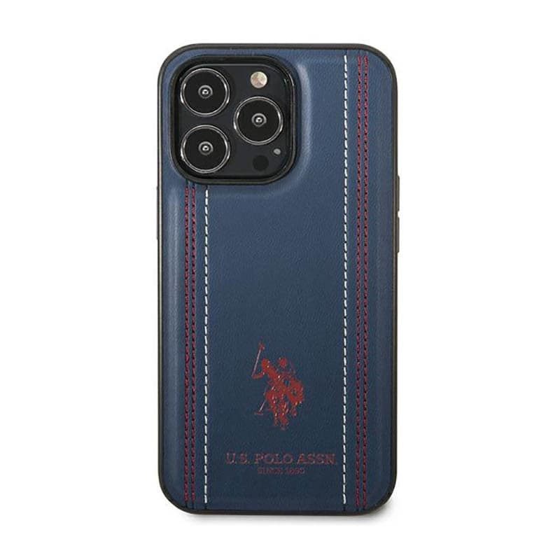 US Polo Assn Leather Stitch - Case for iPhone 14 Pro Max (Navy blue) - 3