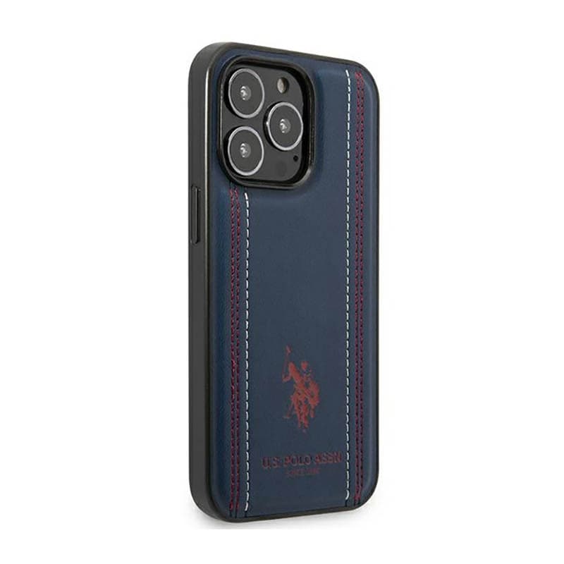 US Polo Assn Leather Stitch - Case for iPhone 14 Pro Max (Navy blue) - 4