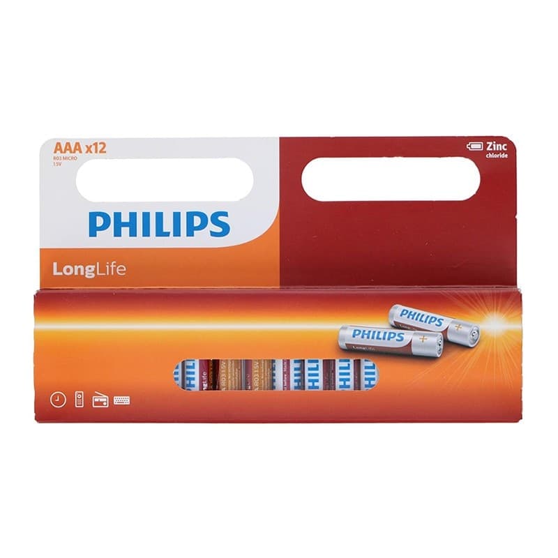 Philips LongLife - Set of AAA / R03 1.5V zinc batteries 12 pcs. - 2