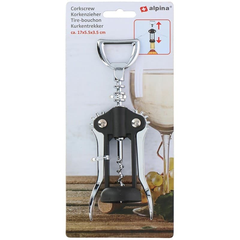 Alpina - Corkscrew / stainless steel wine opener 17 cm (black / silver) - 4