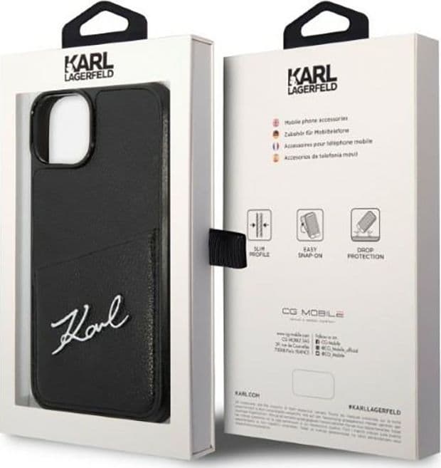 Karl Lagerfeld Signature Logo Cardslot - Case for iPhone 14 Plus (Black) - 16