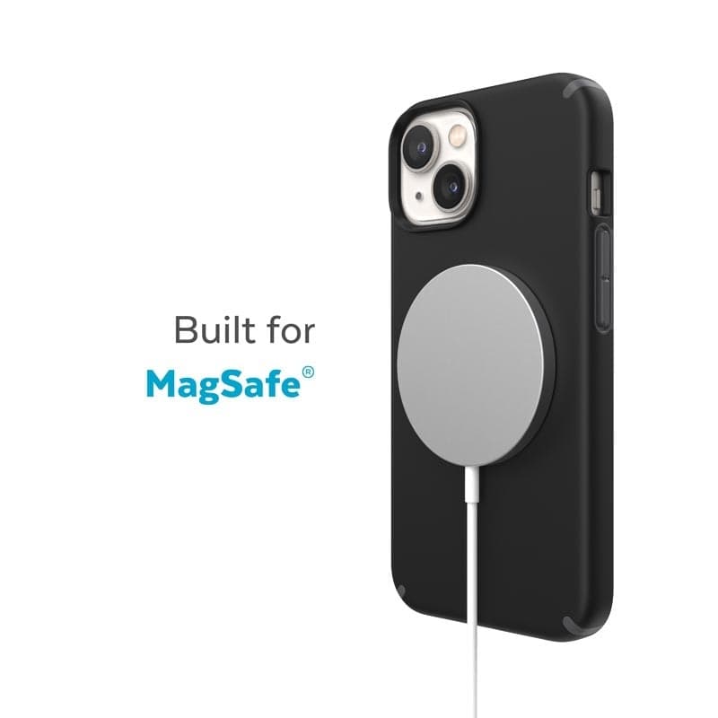 Speck CandyShell Pro + MagSafe - Custodia per iPhone 14 Plus con rivestimento MICROBAN (nero / grigio ardesia) - 11