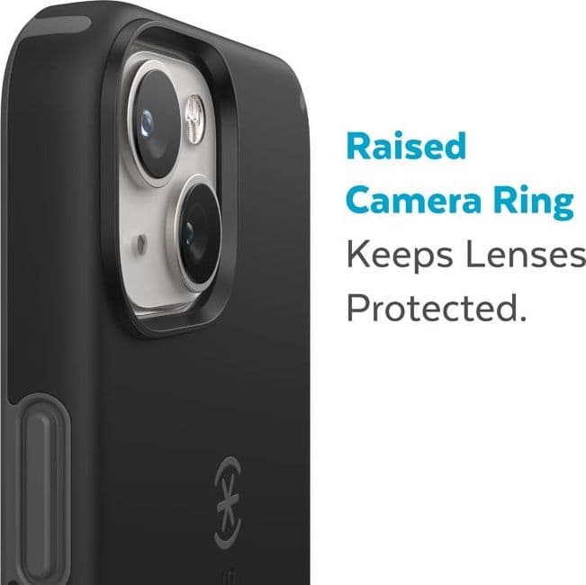 Speck CandyShell Pro + MagSafe - Custodia per iPhone 14 Plus con rivestimento MICROBAN (nero / grigio ardesia) - 20