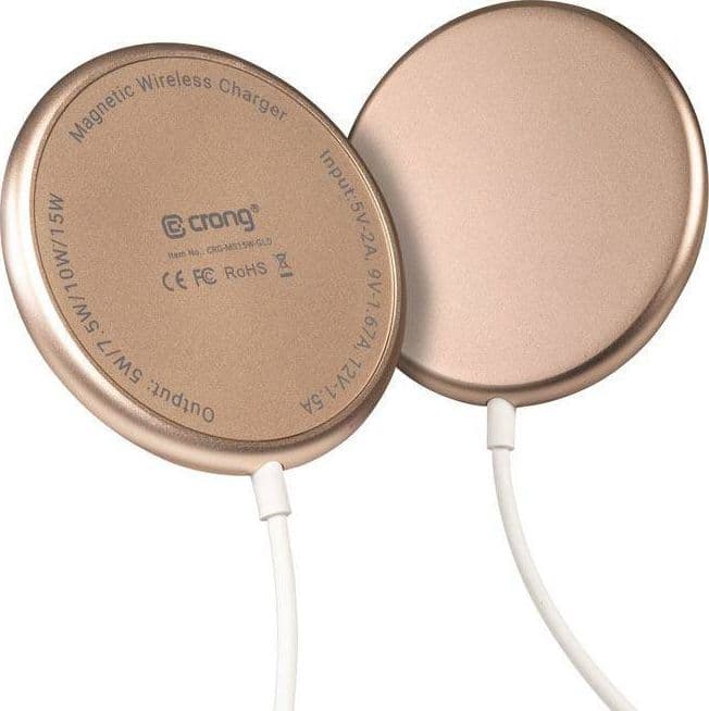 Caricabatterie wireless Crong MagSpot – Caricabatterie induttivo MagSafe in alluminio da 15 W (oro) - 4