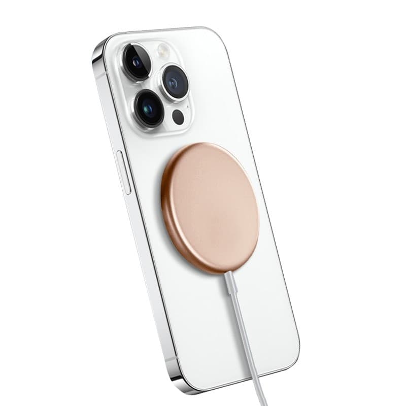 Caricabatterie wireless Crong MagSpot – Caricabatterie induttivo MagSafe in alluminio da 15 W (oro) - 7