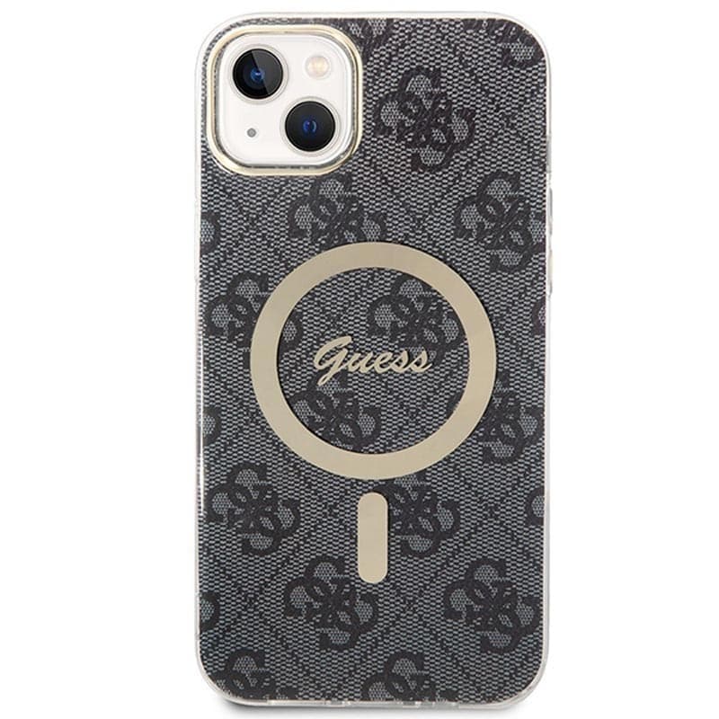 Guess Bundle Pack MagSafe 4G - Set of case for iPhone 14 Plus + MagSafe charger (Black/Gold) - 14
